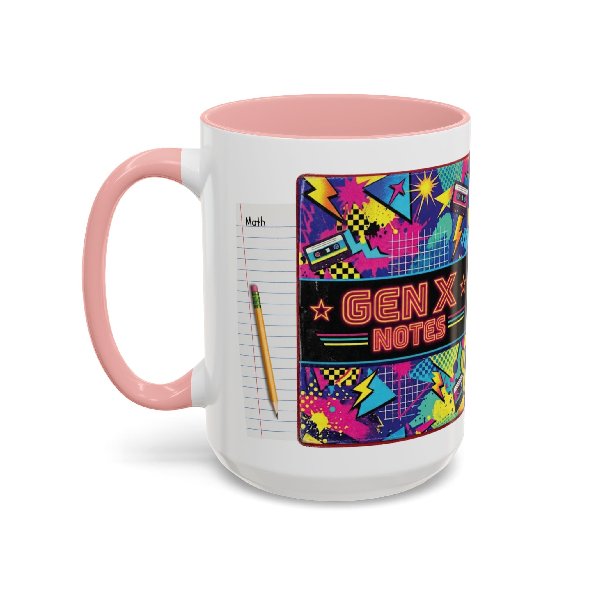 Radical 1980s Notebook Coffee Mug — Retro Neon Desk Gift (15oz)