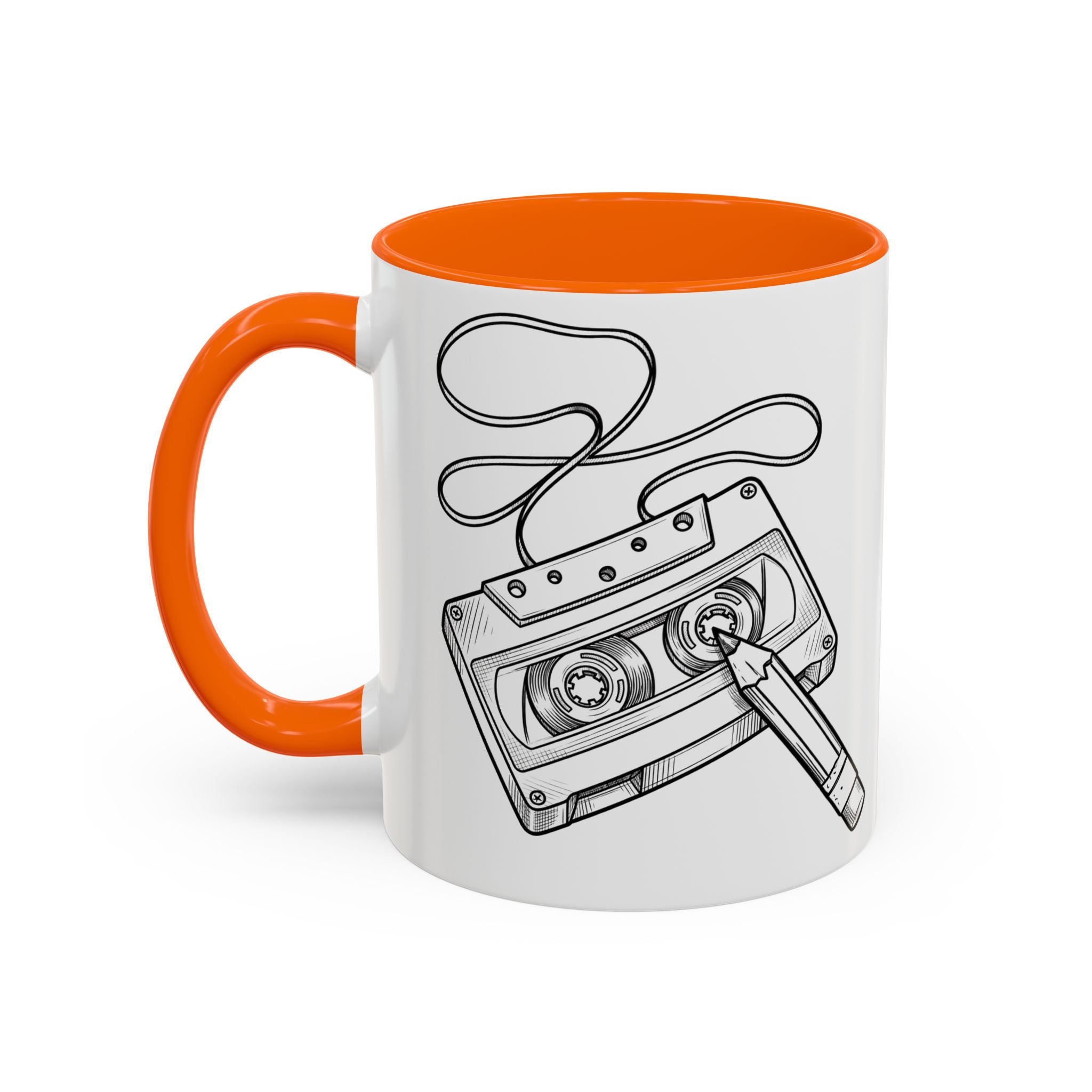 Retro Cassette Tape Coffee Mug (Accent Handle & Rim) — Vintage Music Lover Gift