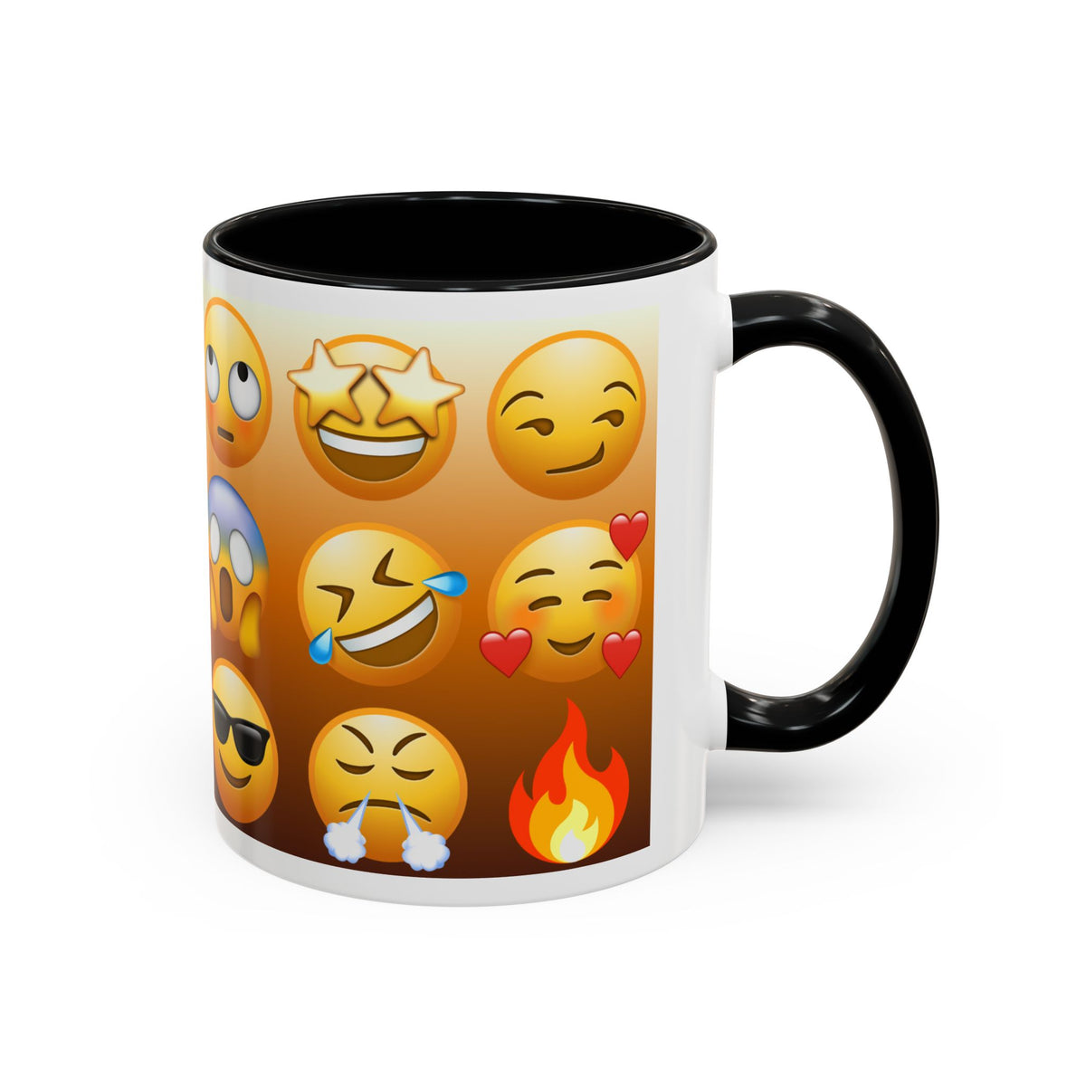 Emoji Pattern Coffee Mug — Fun Expressive Faces Accent Mug (11/15oz)