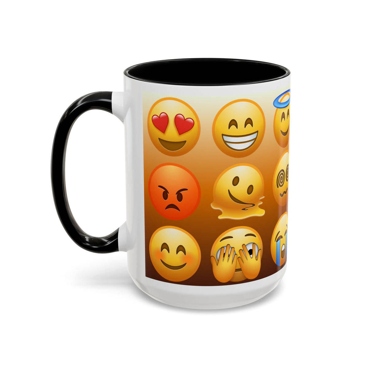 Emoji Pattern Coffee Mug — Fun Expressive Faces Accent Mug (11/15oz)