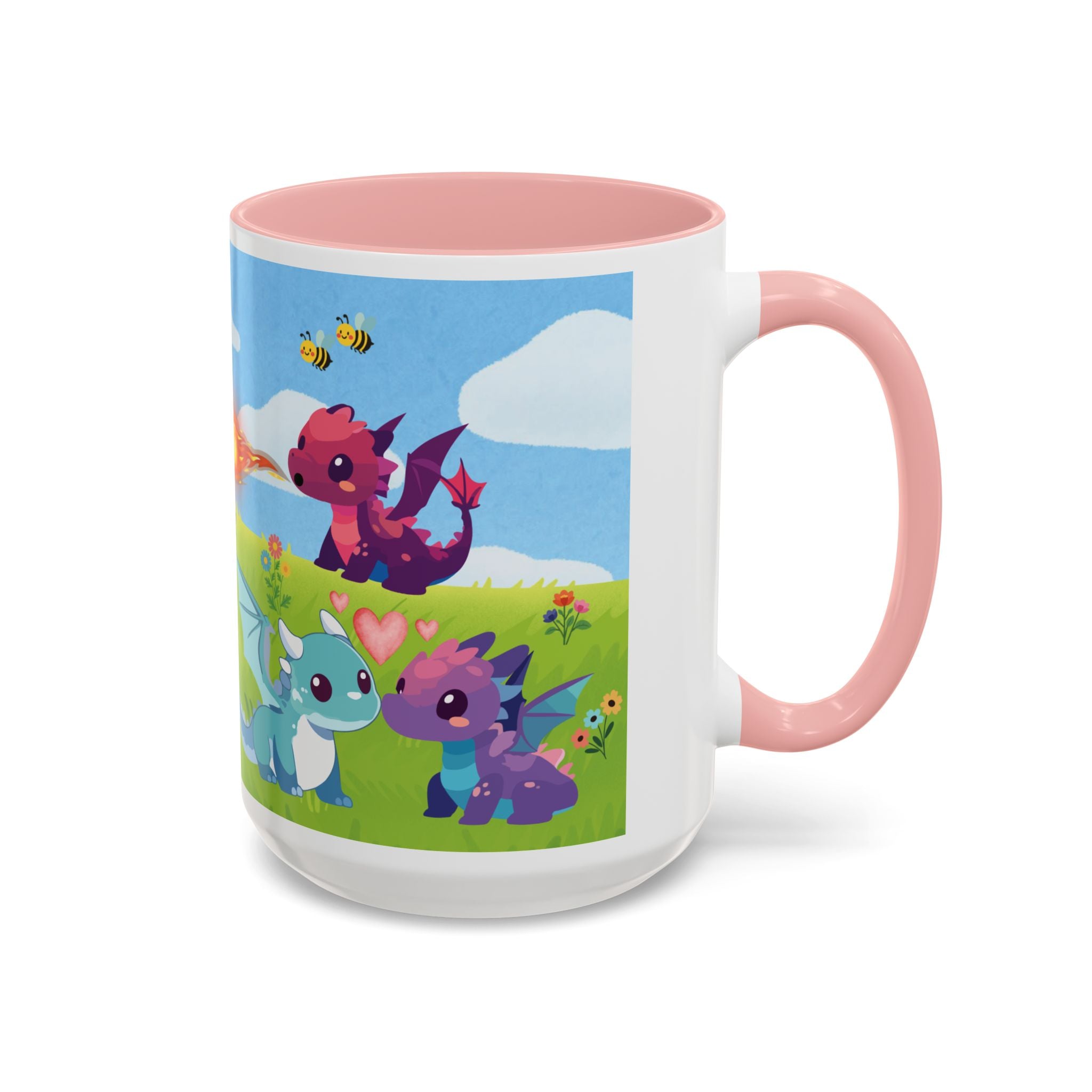 Cute Dragon Coffee Mug — Colorful Baby Dragons Design (15oz)
