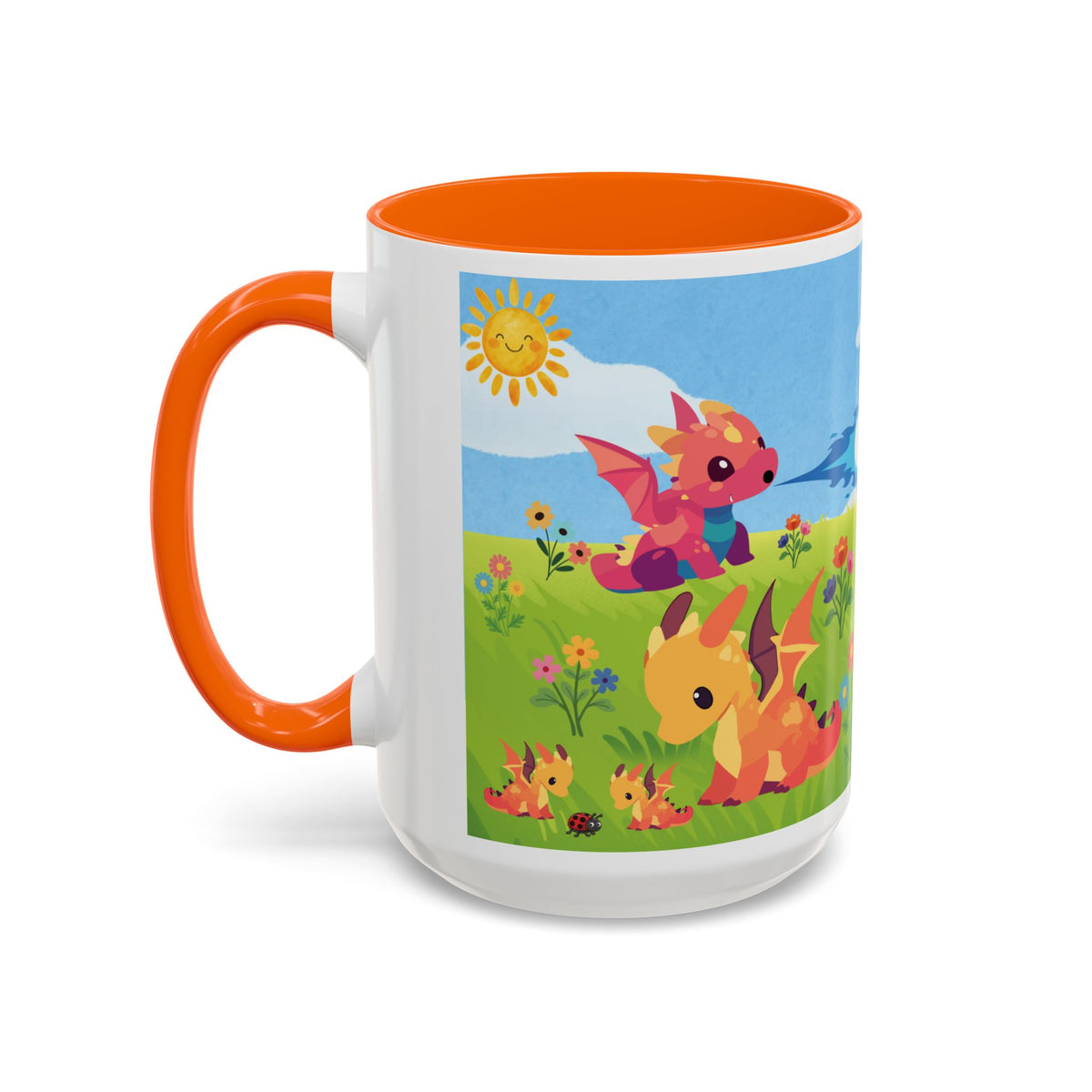Cute Dragon Coffee Mug — Colorful Baby Dragons Design (15oz)