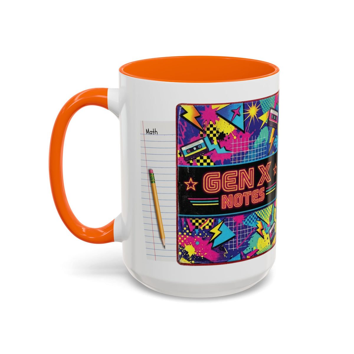 Radical 1980s Notebook Coffee Mug — Retro Neon Desk Gift (15oz)