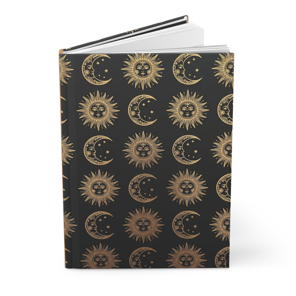 Celestial Sun & Moon Hardcover Journal — Gold Foil Astrology Notebook