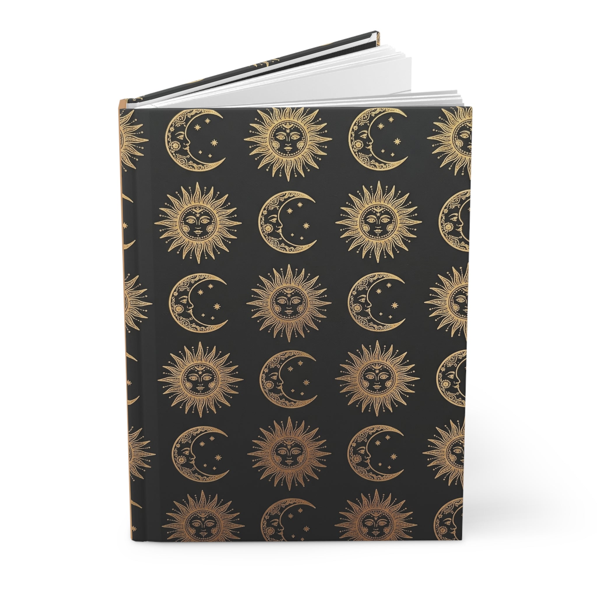 Celestial Sun & Moon Hardcover Journal — Gold Foil Astrology Notebook