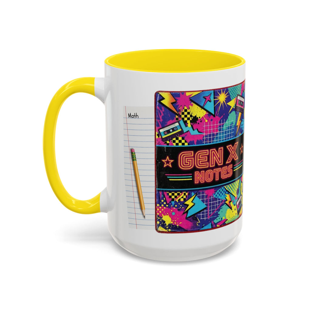 Radical 1980s Notebook Coffee Mug — Retro Neon Desk Gift (15oz)