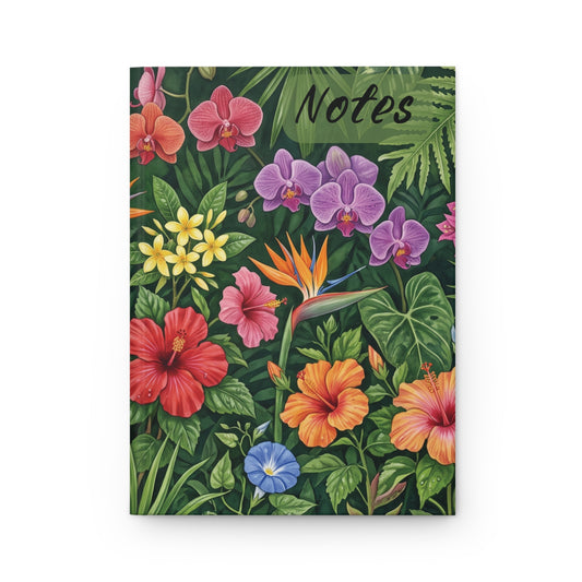 Tropical Floral Hardcover Journal — 'Notes' Paradise Notebook for Travel, Gifts & Daily Journaling