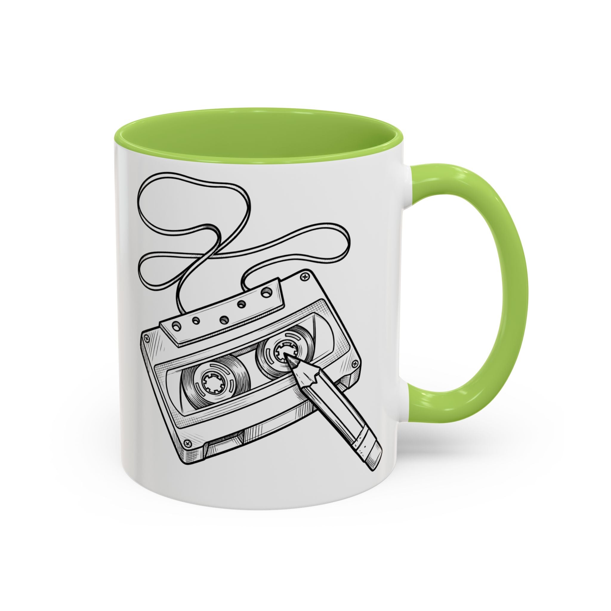 Retro Cassette Tape Coffee Mug (Accent Handle & Rim) — Vintage Music Lover Gift
