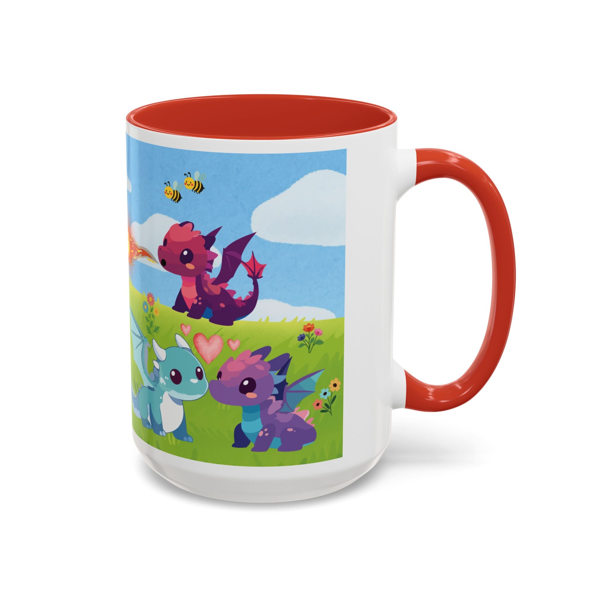 Cute Dragon Coffee Mug — Colorful Baby Dragons Design (15oz)