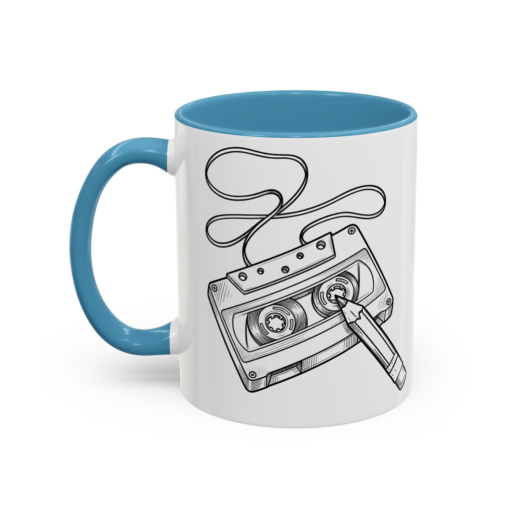Retro Cassette Tape Coffee Mug (Accent Handle & Rim) — Vintage Music Lover Gift