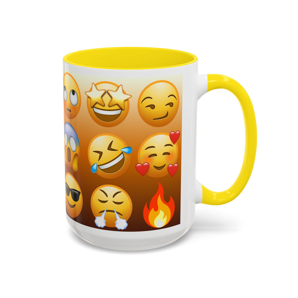 Emoji Pattern Coffee Mug — Fun Expressive Faces Accent Mug (11/15oz)