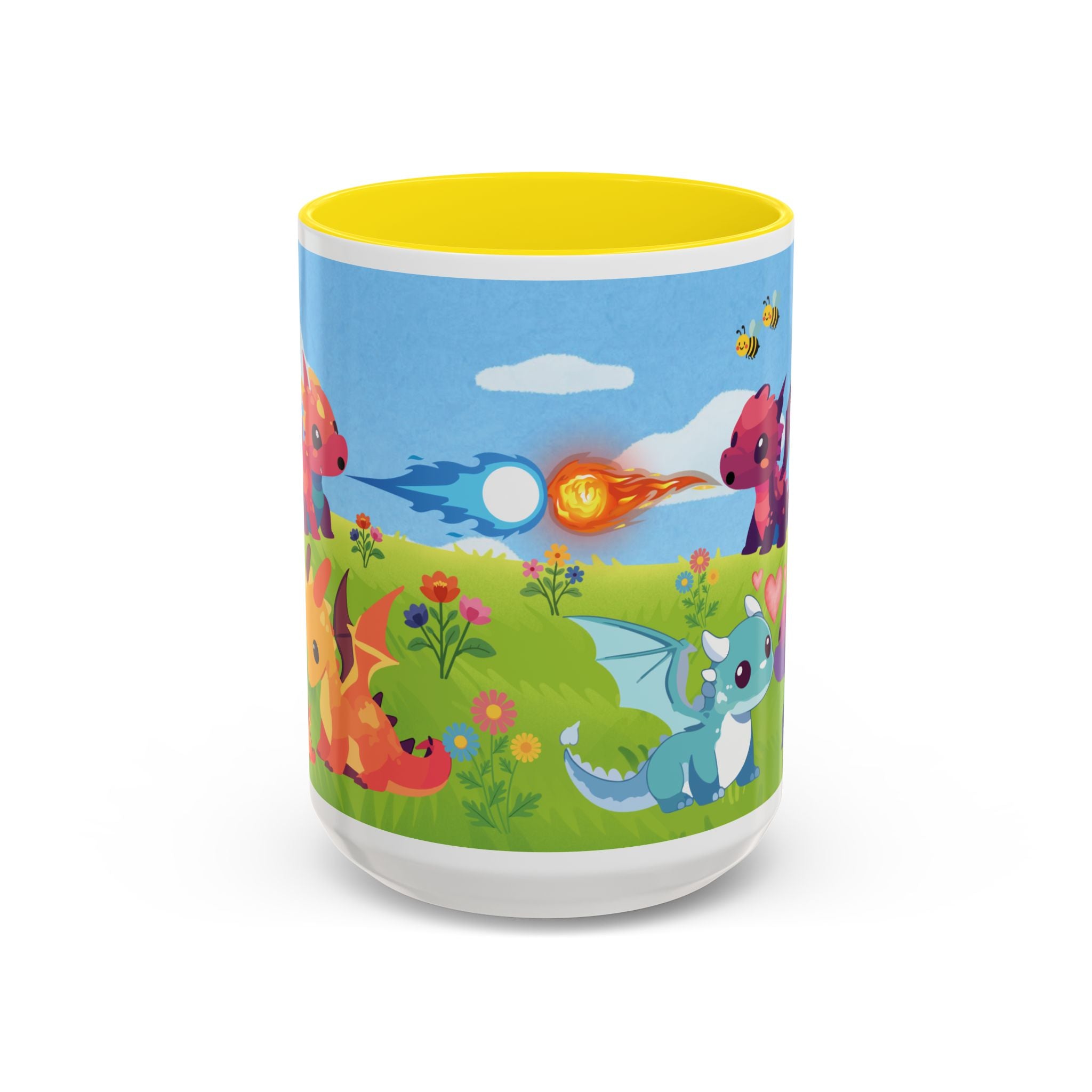 Cute Dragon Coffee Mug — Colorful Baby Dragons Design (15oz)