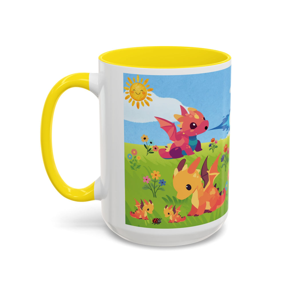 Cute Dragon Coffee Mug — Colorful Baby Dragons Design (15oz)