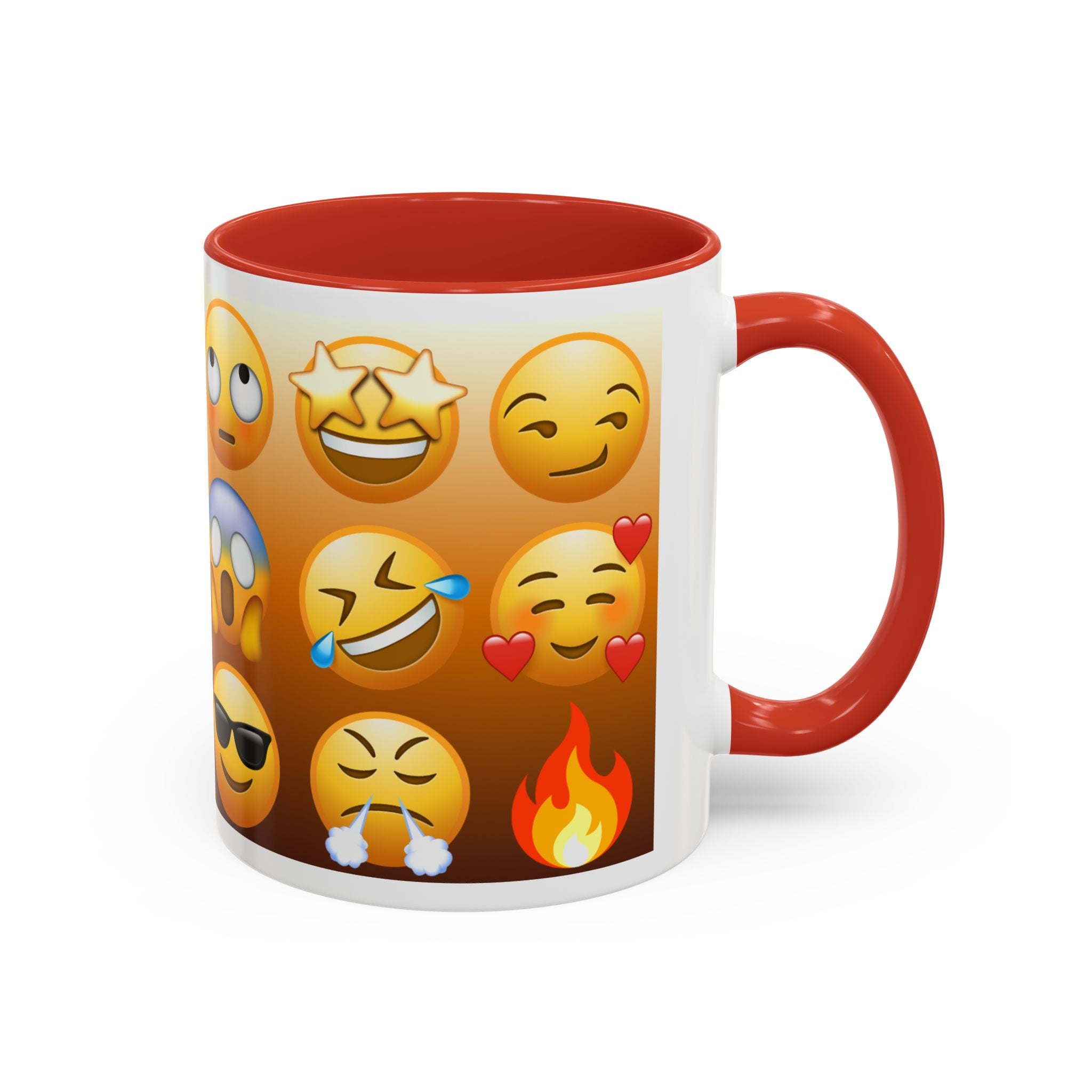 Emoji Pattern Coffee Mug — Fun Expressive Faces Accent Mug (11/15oz)