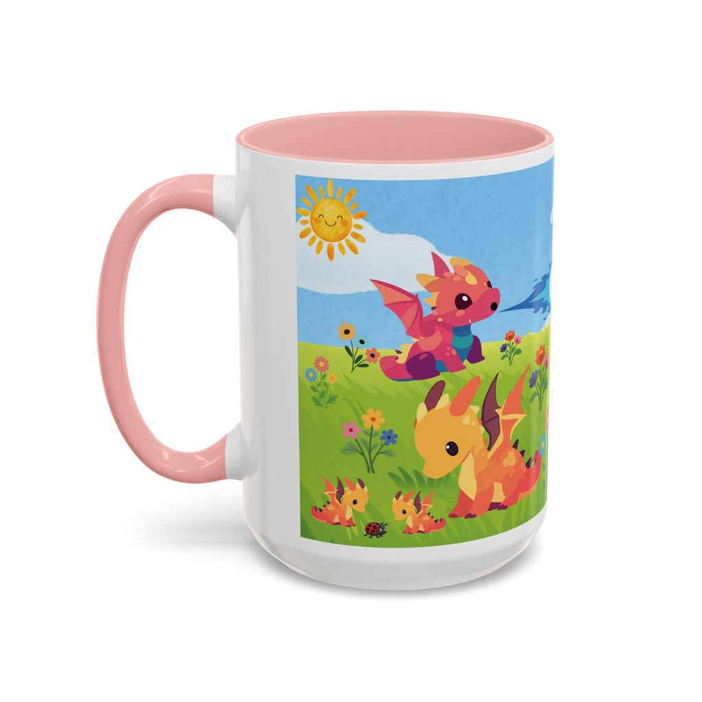 Cute Dragon Coffee Mug — Colorful Baby Dragons Design (15oz)