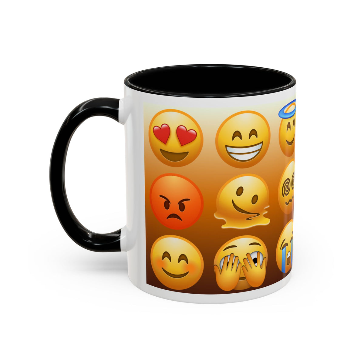 Emoji Pattern Coffee Mug — Fun Expressive Faces Accent Mug (11/15oz)