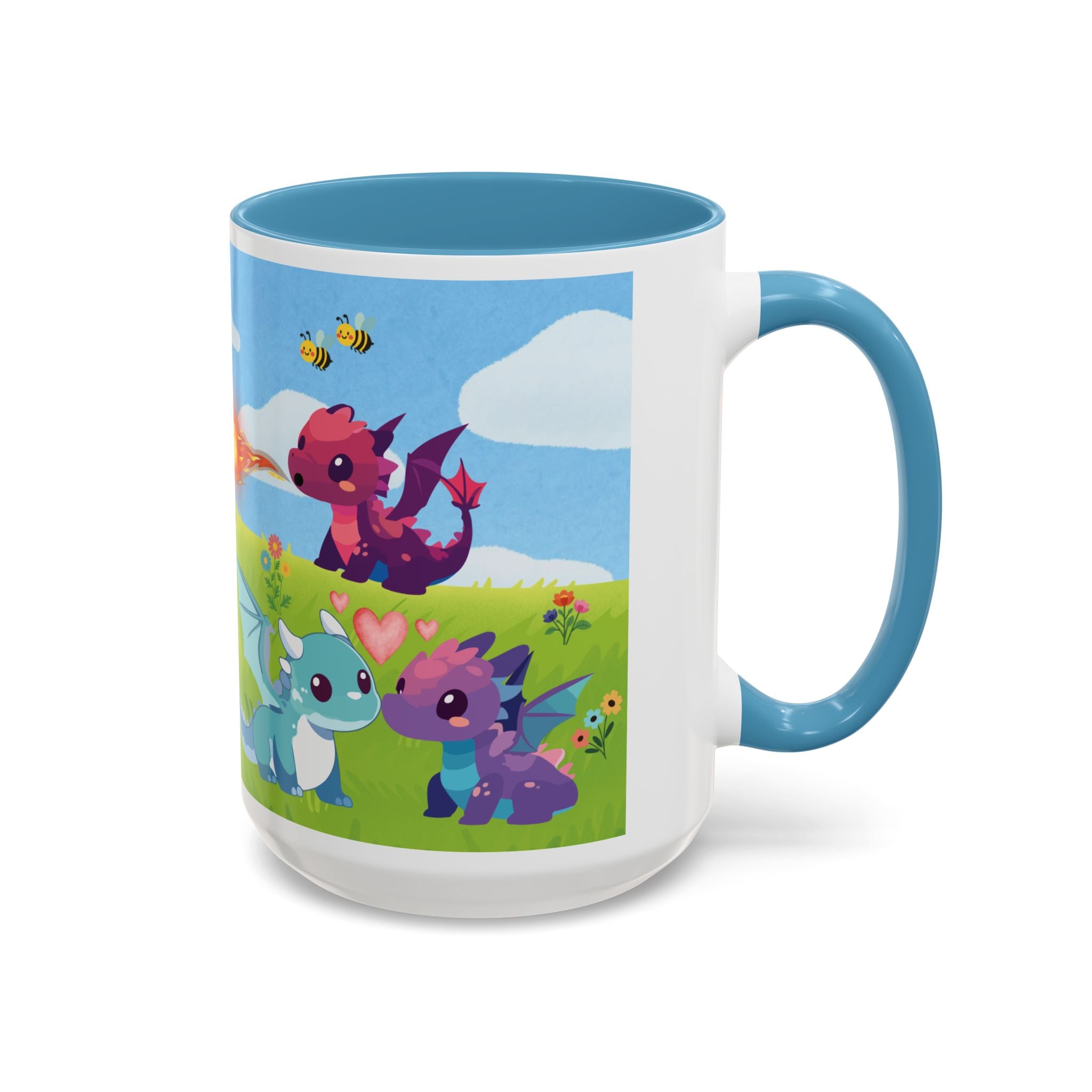 Cute Dragon Coffee Mug — Colorful Baby Dragons Design (15oz)