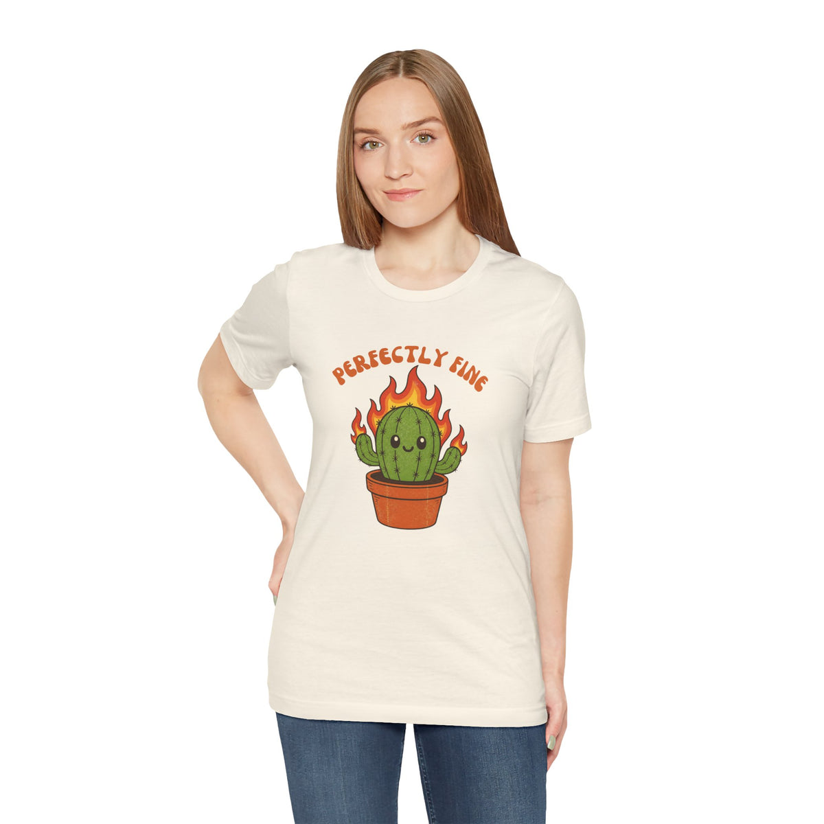Perfectly Fine Cactus Tee — Cute Flaming Cactus Graphic Shirt