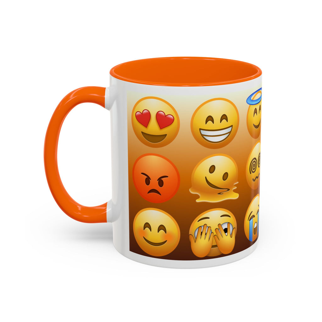 Emoji Pattern Coffee Mug — Fun Expressive Faces Accent Mug (11/15oz)
