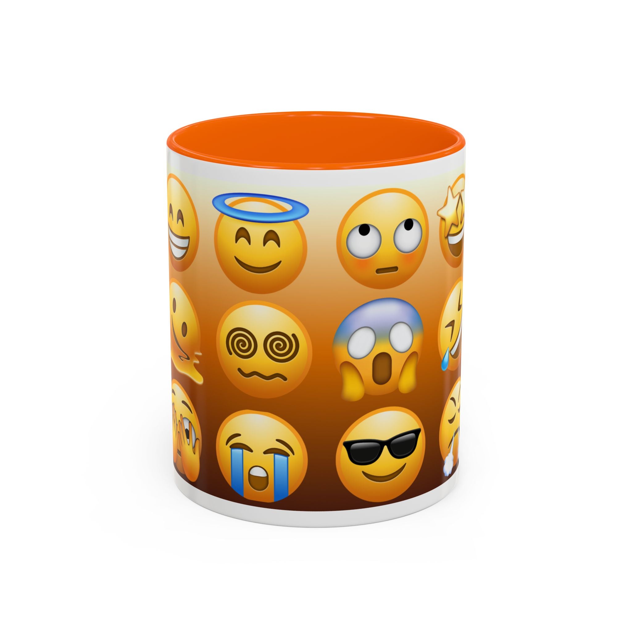 Emoji Pattern Coffee Mug — Fun Expressive Faces Accent Mug (11/15oz)
