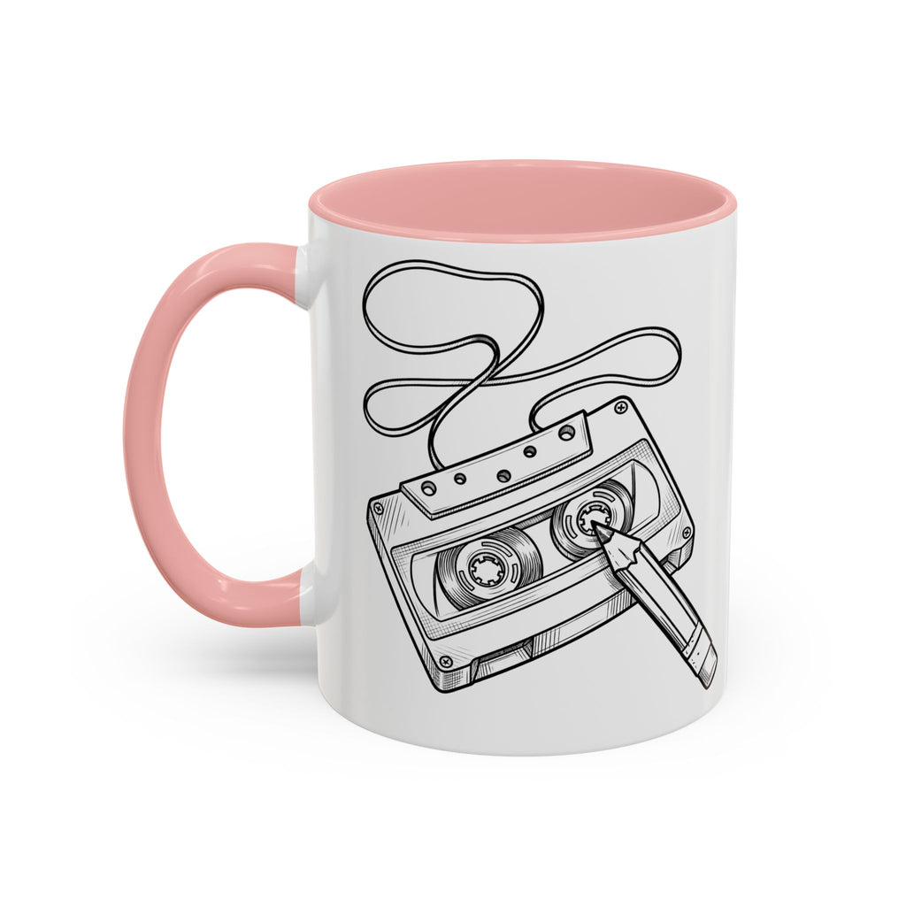 Retro Cassette Tape Coffee Mug (Accent Handle & Rim) — Vintage Music Lover Gift