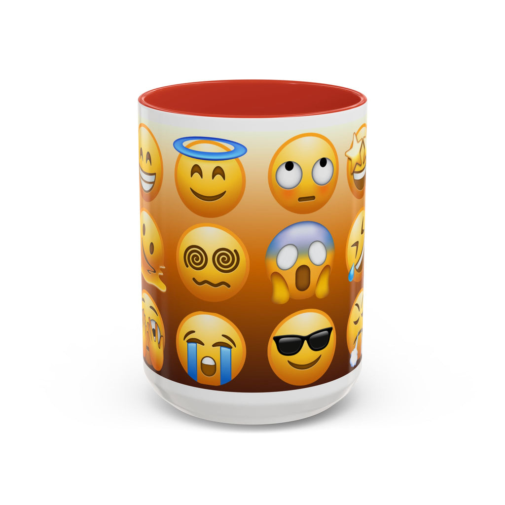 Emoji Pattern Coffee Mug — Fun Expressive Faces Accent Mug (11/15oz)