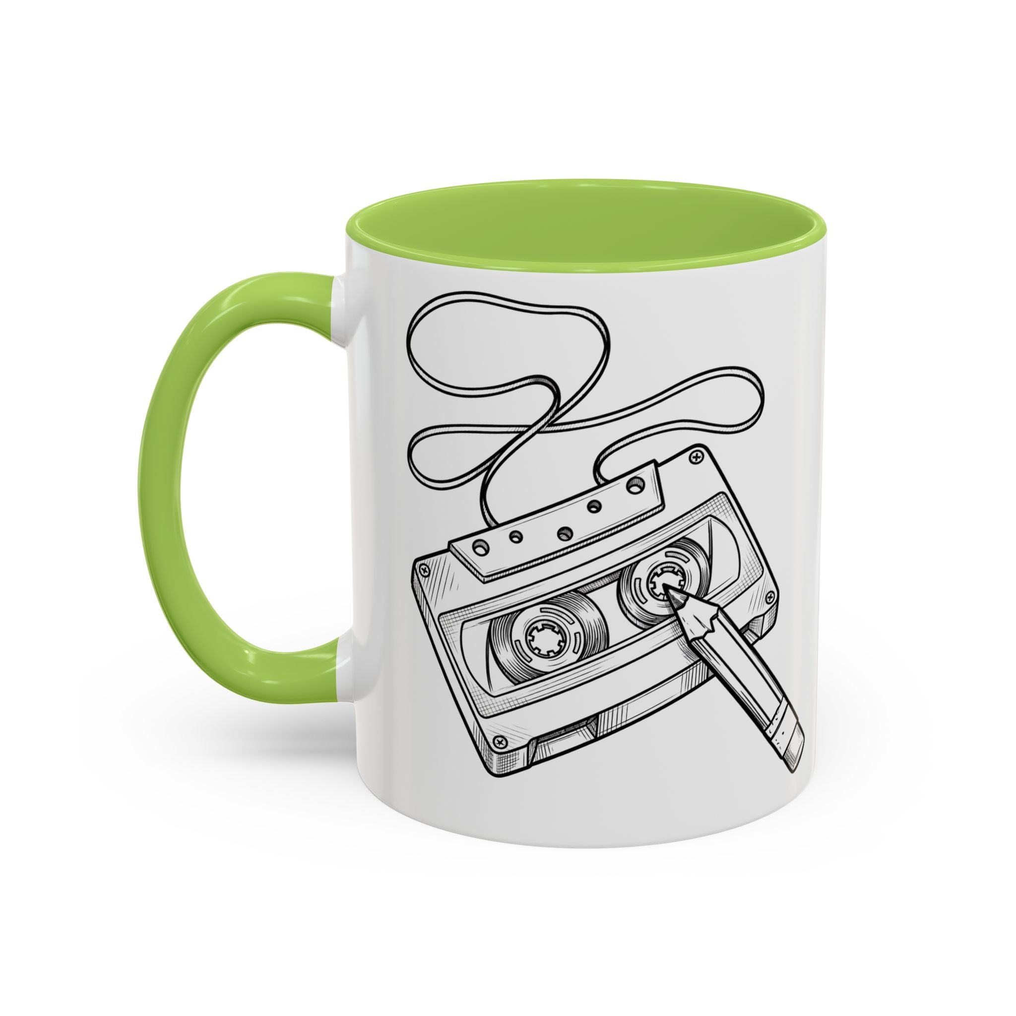 Retro Cassette Tape Coffee Mug (Accent Handle & Rim) — Vintage Music Lover Gift
