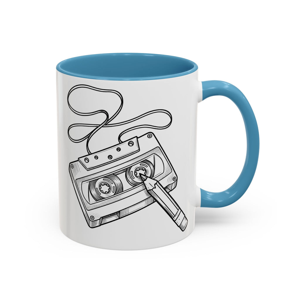 Retro Cassette Tape Coffee Mug (Accent Handle & Rim) — Vintage Music Lover Gift