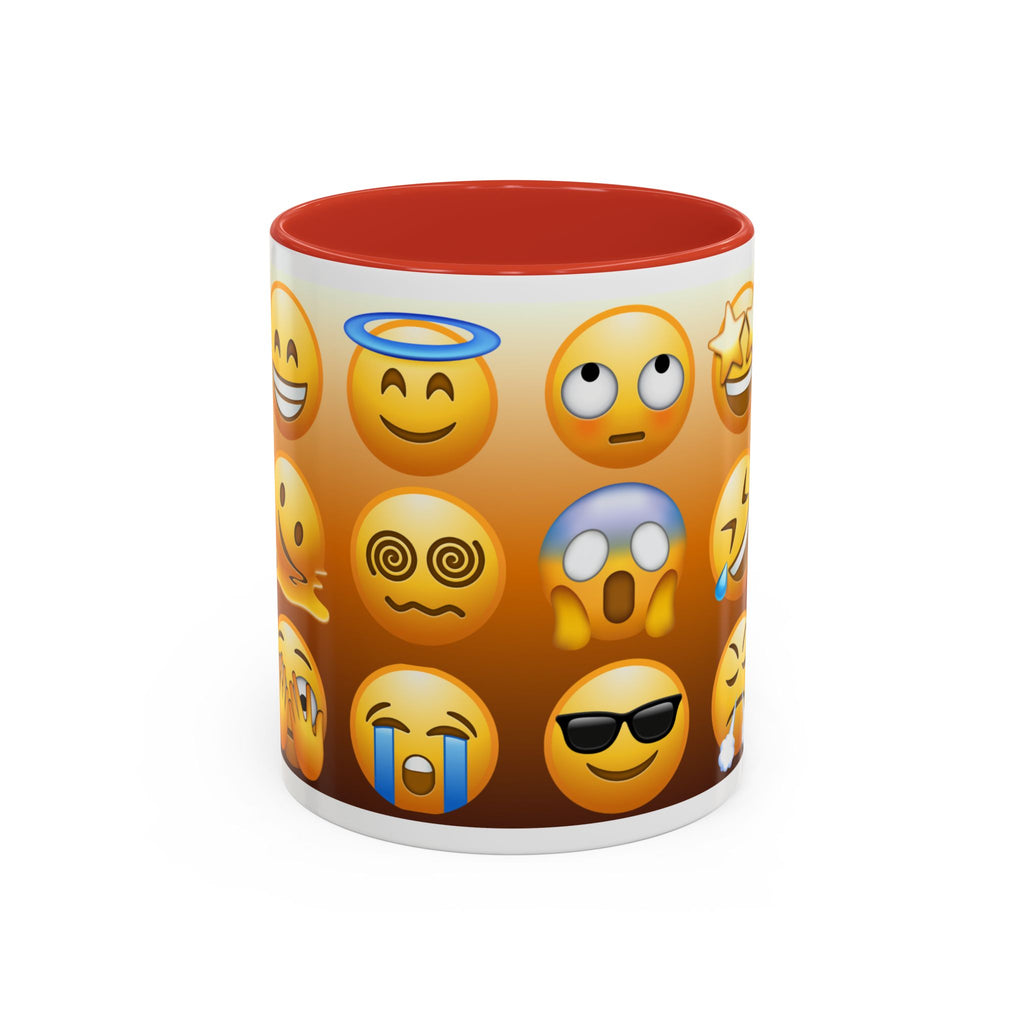 Emoji Pattern Coffee Mug — Fun Expressive Faces Accent Mug (11/15oz)
