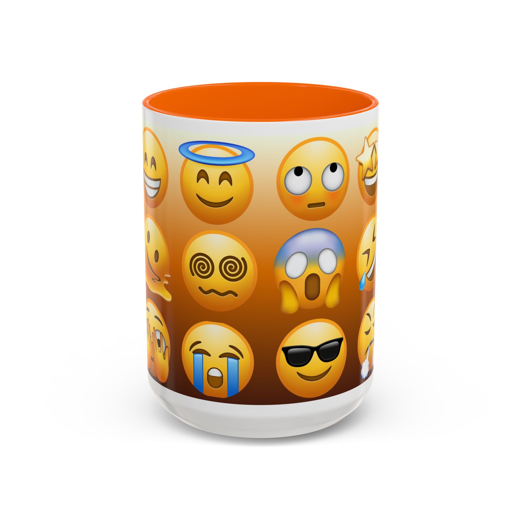 Emoji Pattern Coffee Mug — Fun Expressive Faces Accent Mug (11/15oz)
