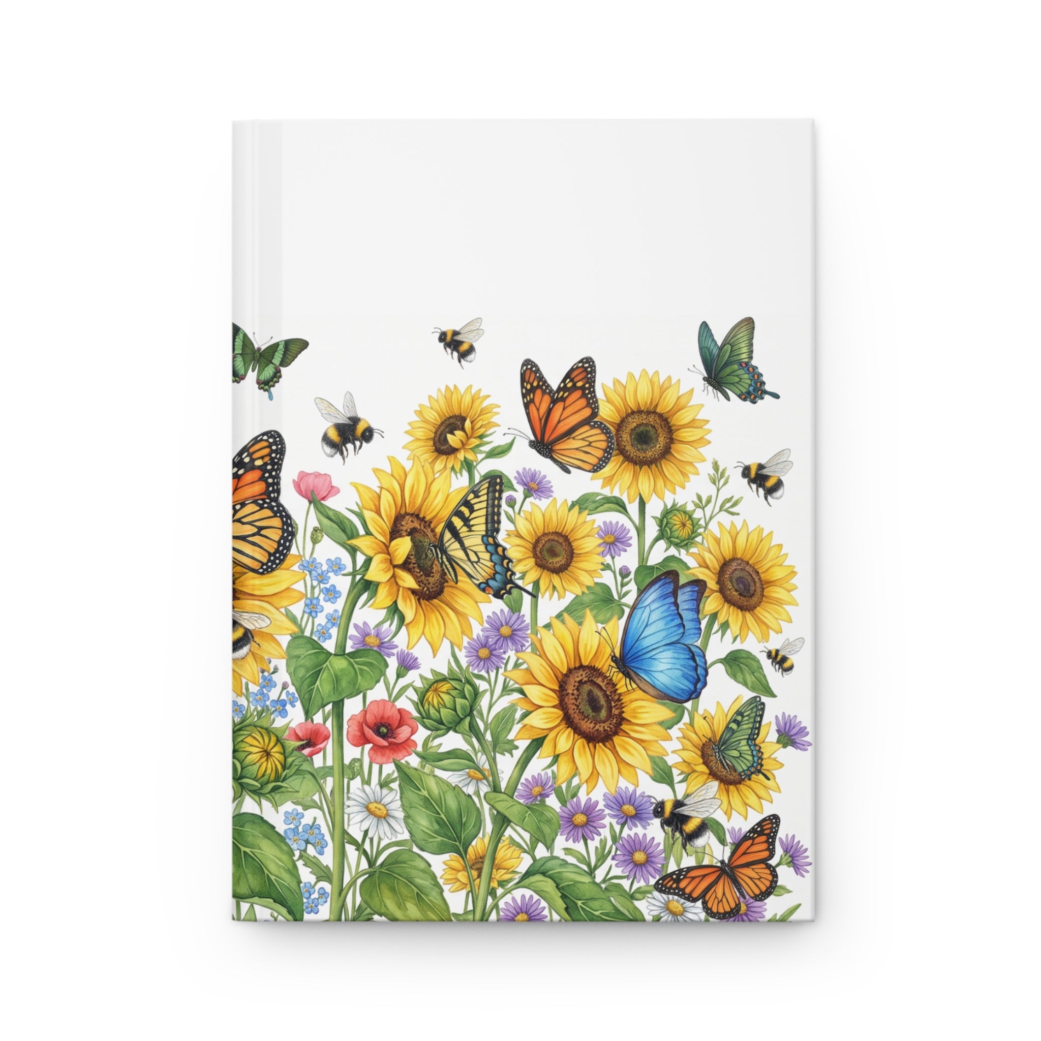 Sunflower & Butterflies Hardcover Journal — Floral Notebook for Nature Lovers