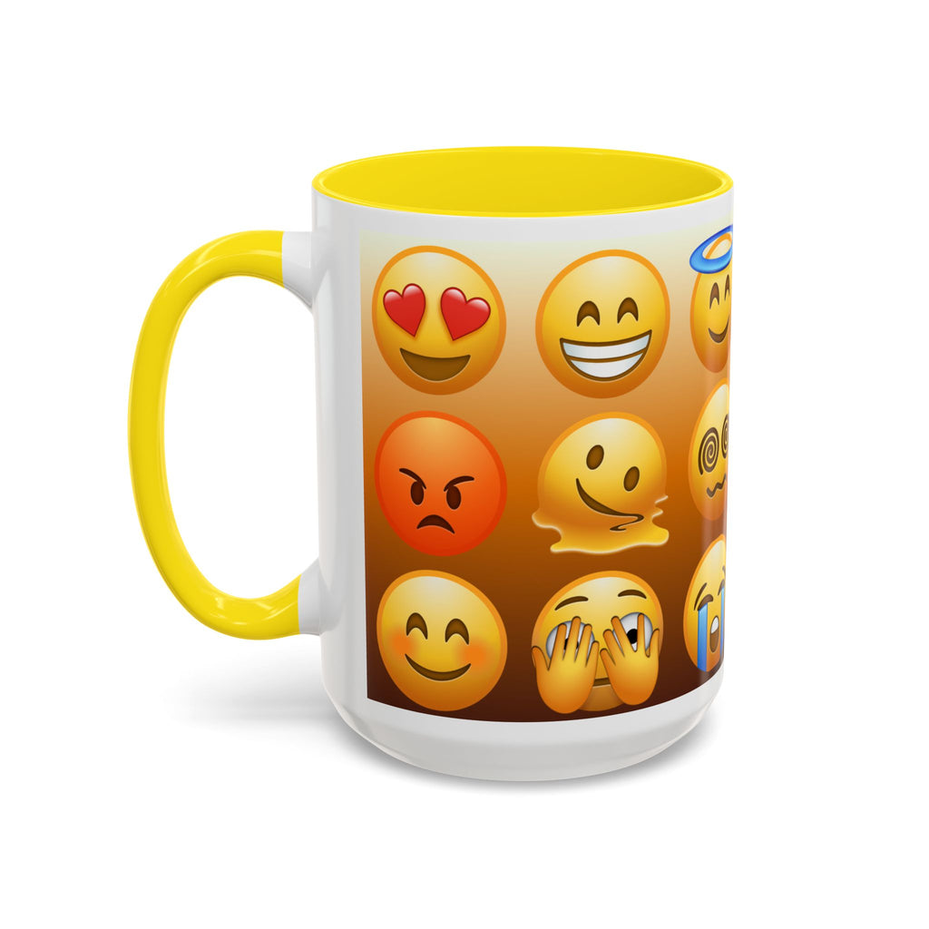 Emoji Pattern Coffee Mug — Fun Expressive Faces Accent Mug (11/15oz)