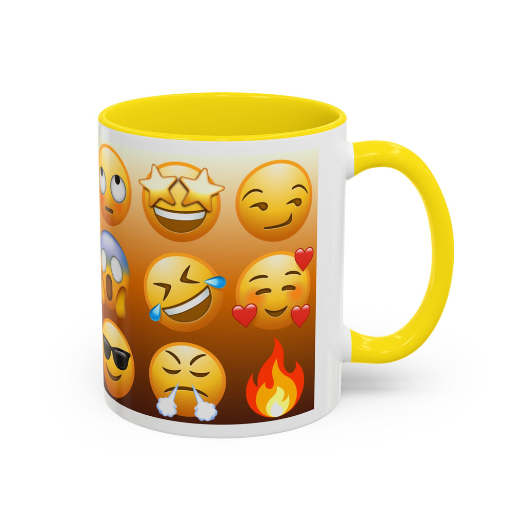 Emoji Pattern Coffee Mug — Fun Expressive Faces Accent Mug (11/15oz)