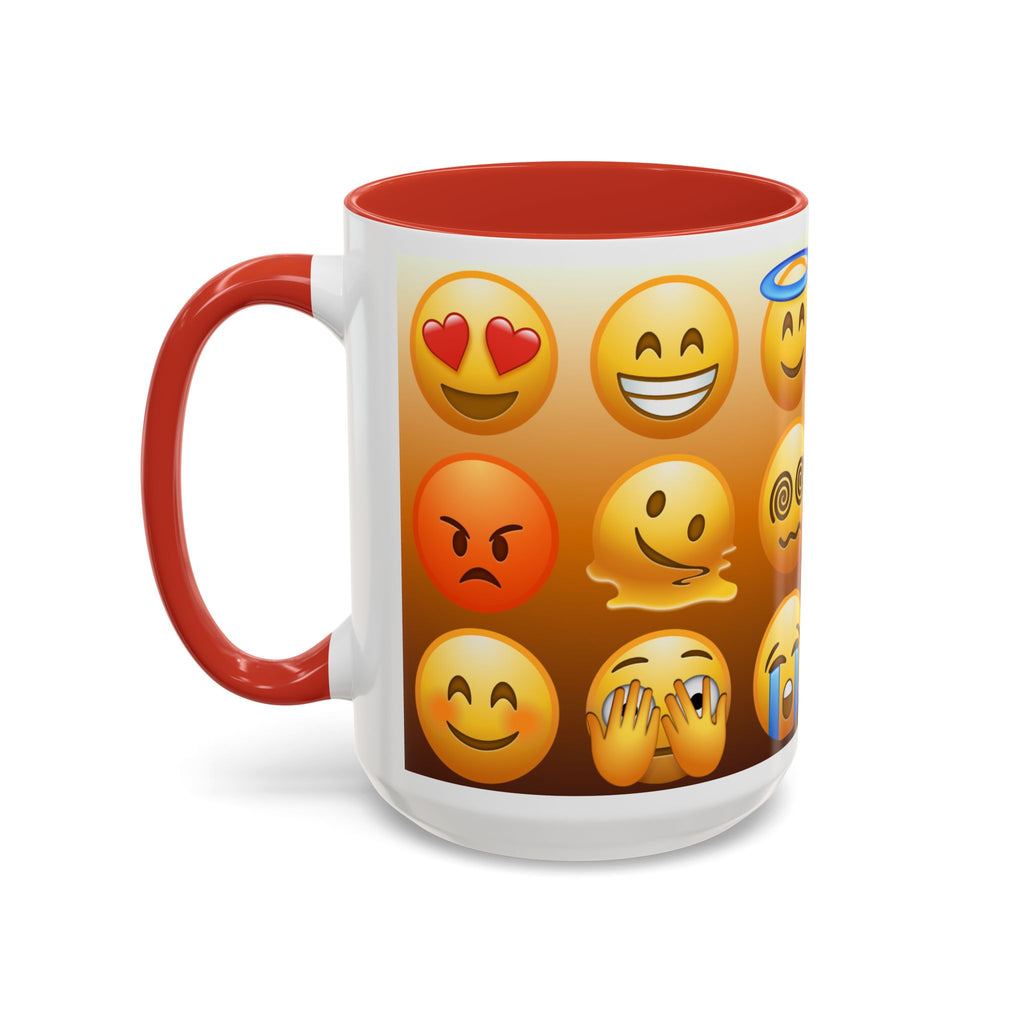 Emoji Pattern Coffee Mug — Fun Expressive Faces Accent Mug (11/15oz)