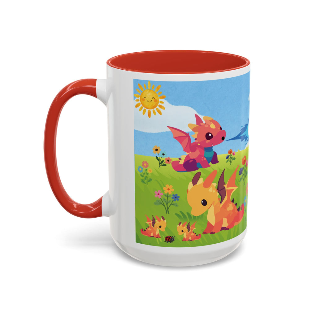 Cute Dragon Coffee Mug — Colorful Baby Dragons Design (15oz)