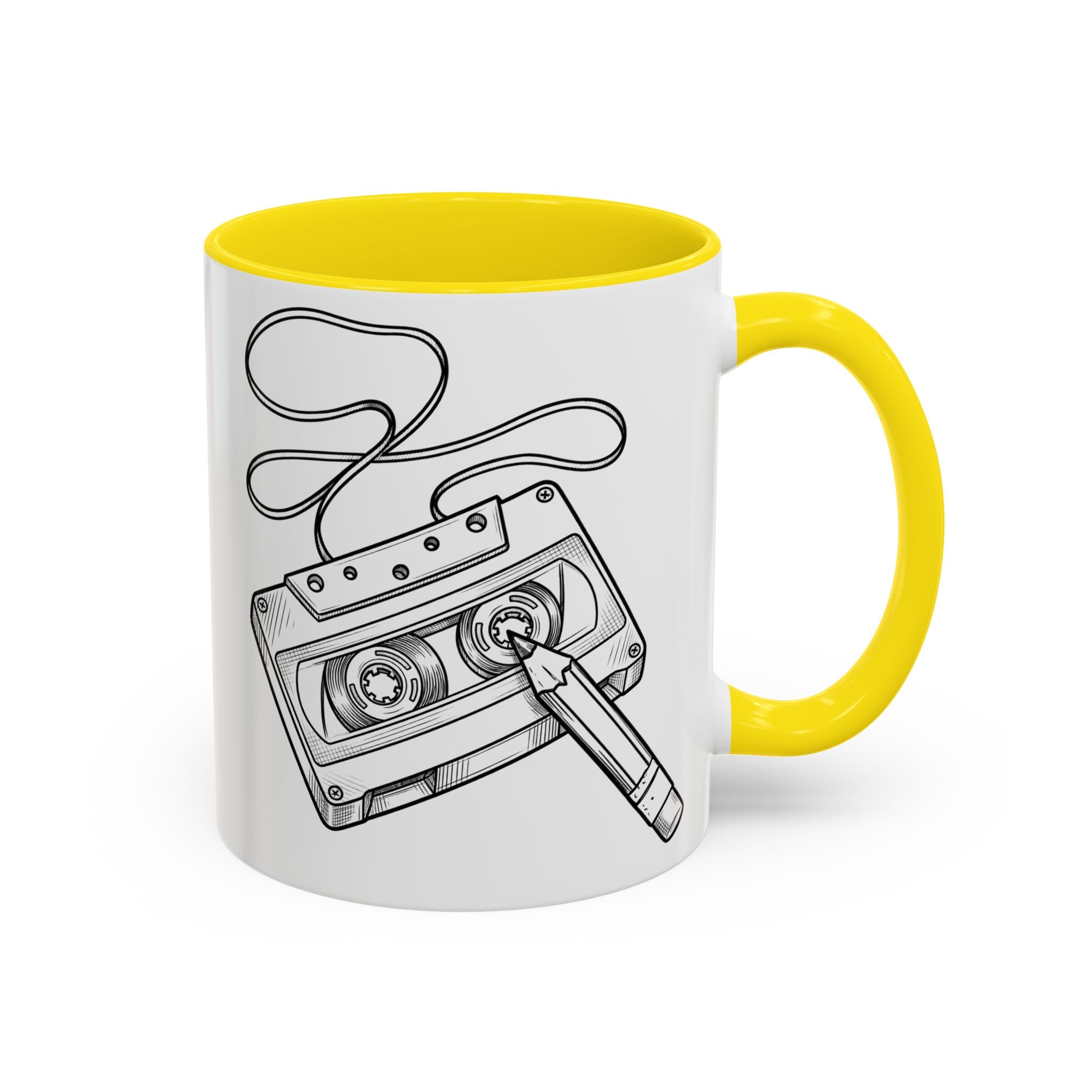 Retro Cassette Tape Coffee Mug (Accent Handle & Rim) — Vintage Music Lover Gift