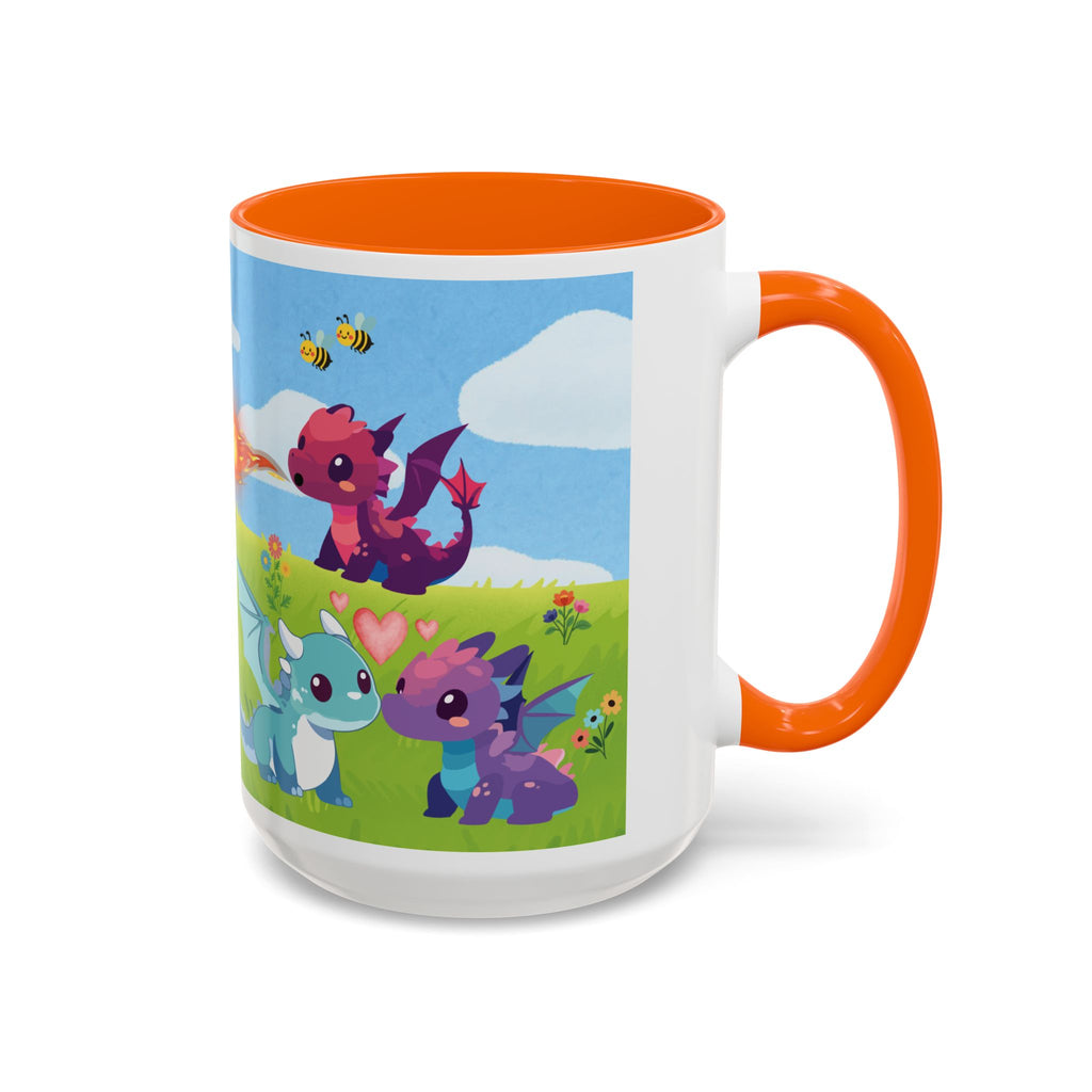 Cute Dragon Coffee Mug — Colorful Baby Dragons Design (15oz)
