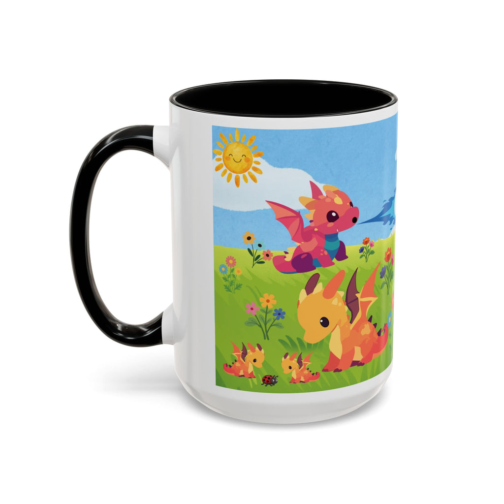 Cute Dragon Coffee Mug — Colorful Baby Dragons Design (15oz)