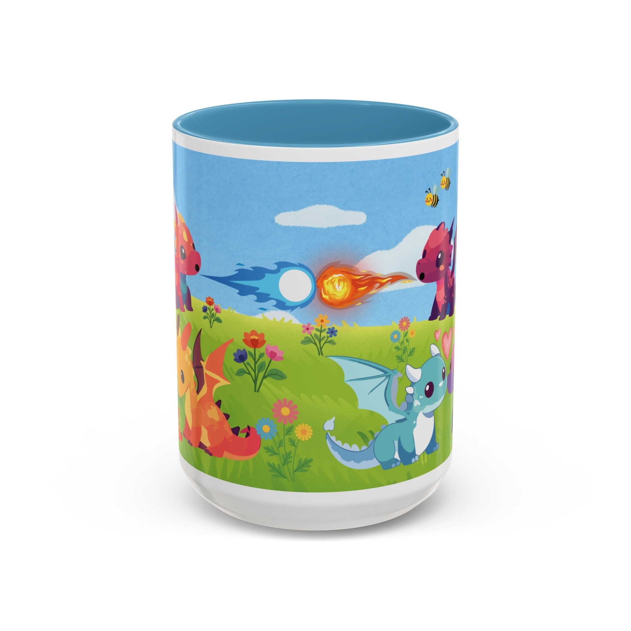 Cute Dragon Coffee Mug — Colorful Baby Dragons Design (15oz)