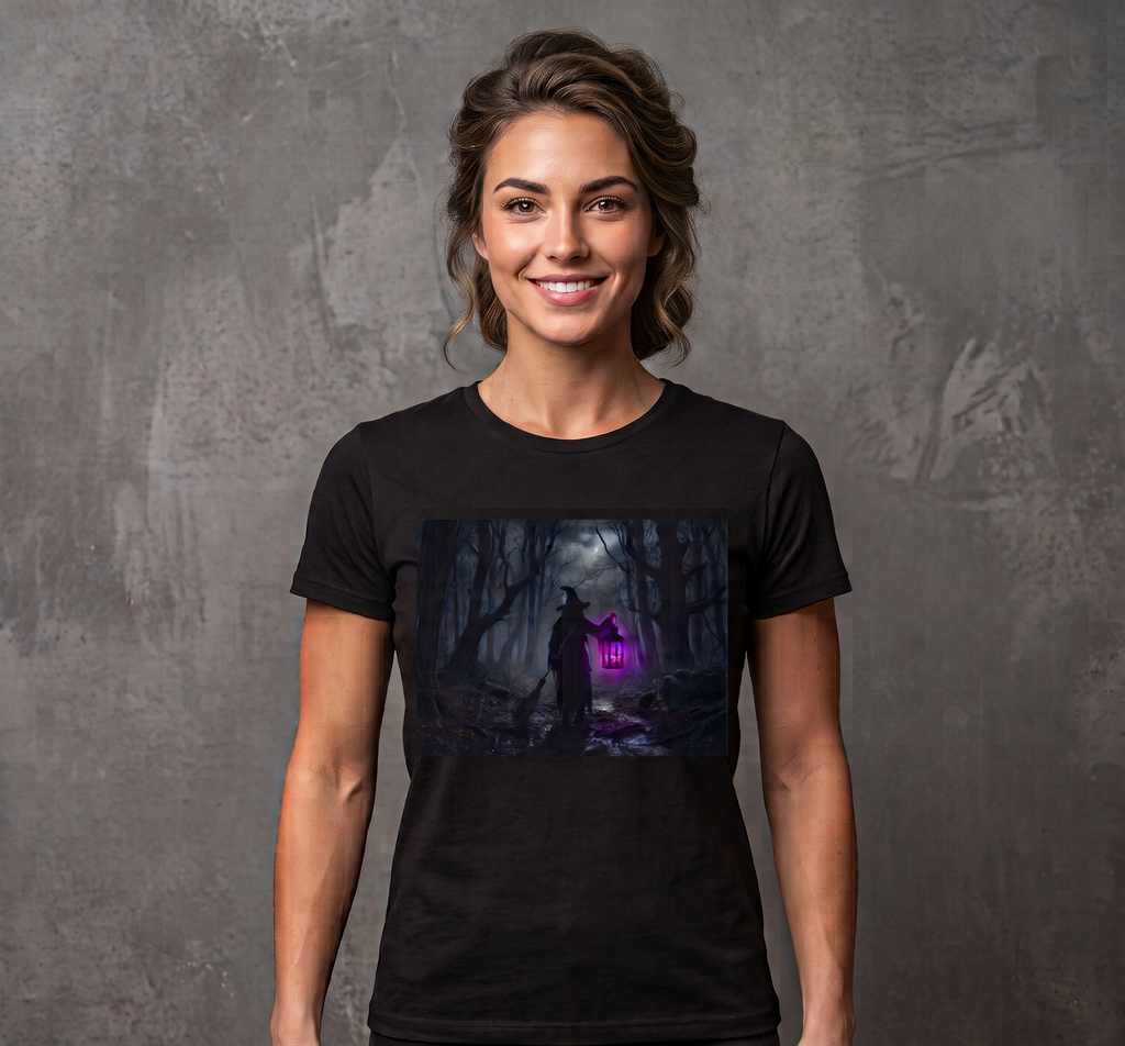 Witch Lantern T-Shirt — Mystical Forest Halloween Tee