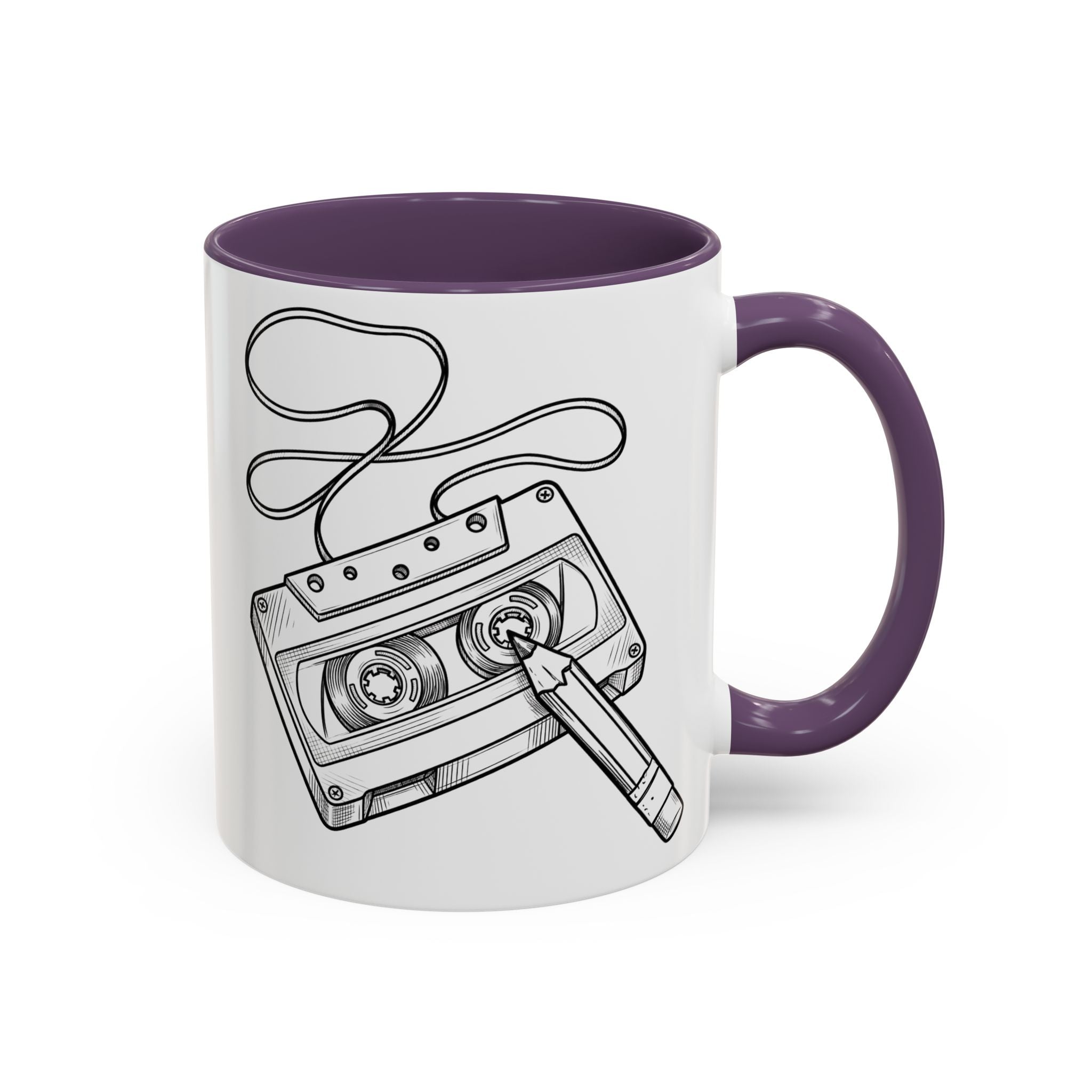 Retro Cassette Tape Coffee Mug (Accent Handle & Rim) — Vintage Music Lover Gift