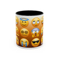 Emoji Pattern Coffee Mug — Fun Expressive Faces Accent Mug (11/15oz)