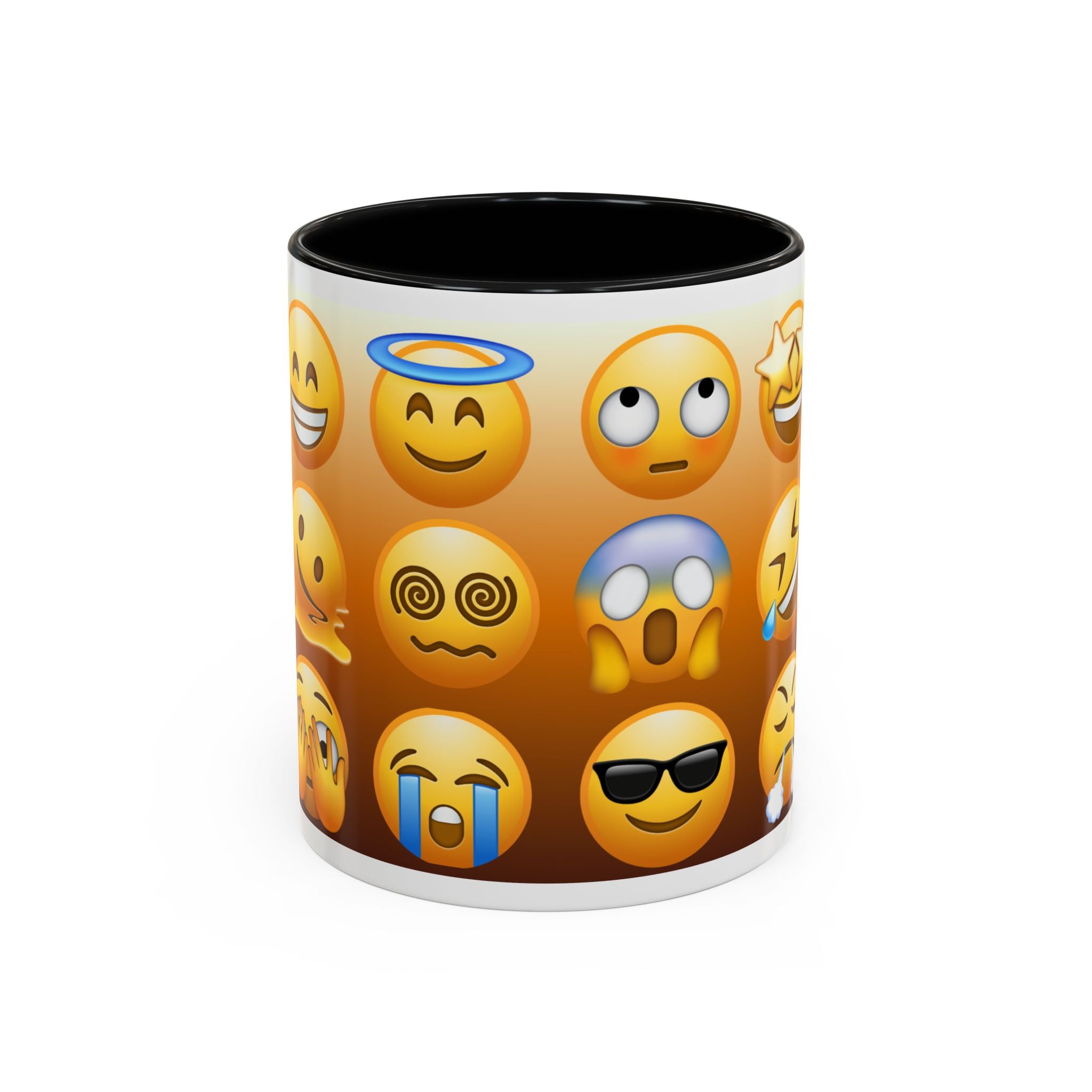 Emoji Pattern Coffee Mug — Fun Expressive Faces Accent Mug (11/15oz)
