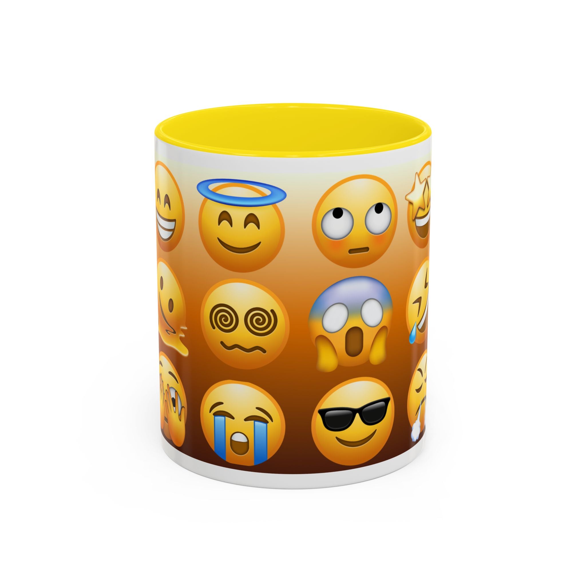 Emoji Pattern Coffee Mug — Fun Expressive Faces Accent Mug (11/15oz)