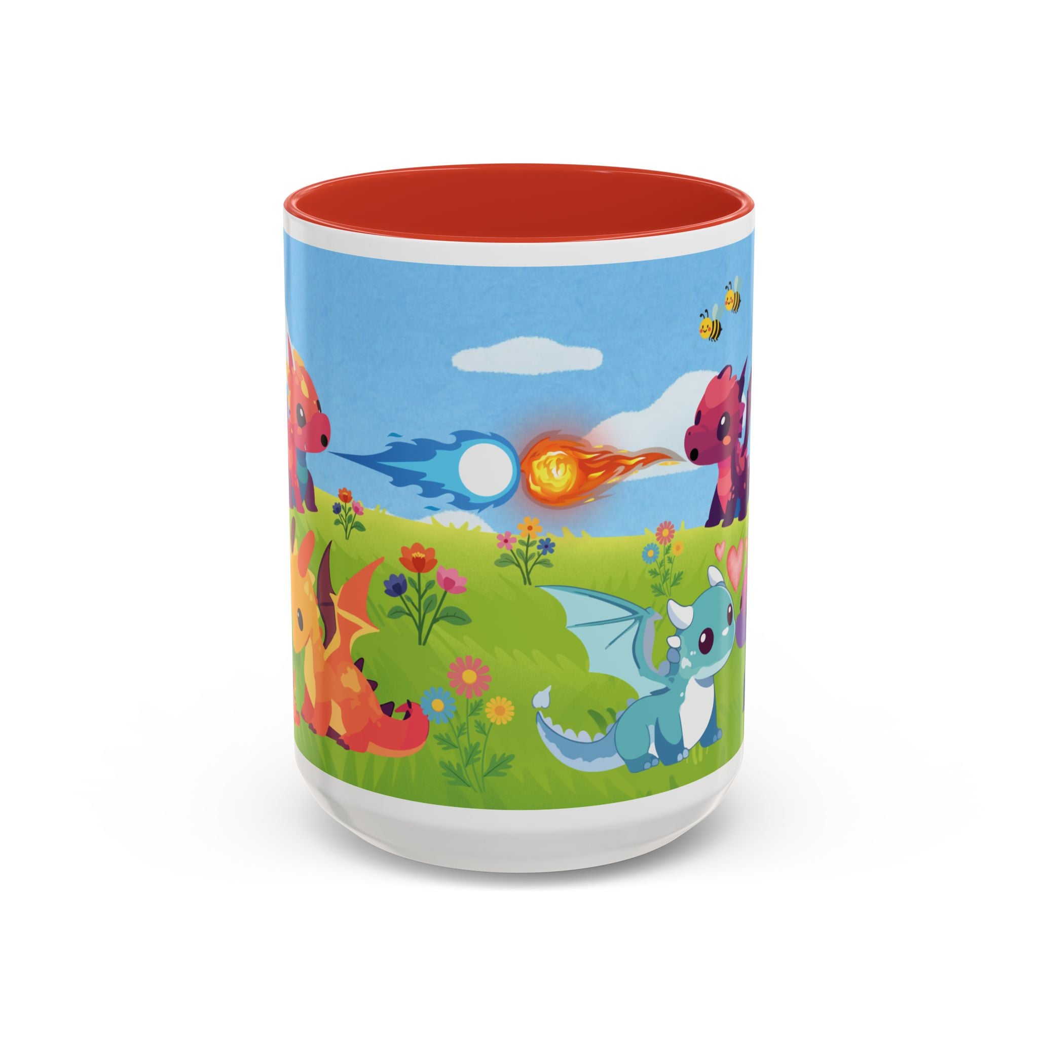 Cute Dragon Coffee Mug — Colorful Baby Dragons Design (15oz)