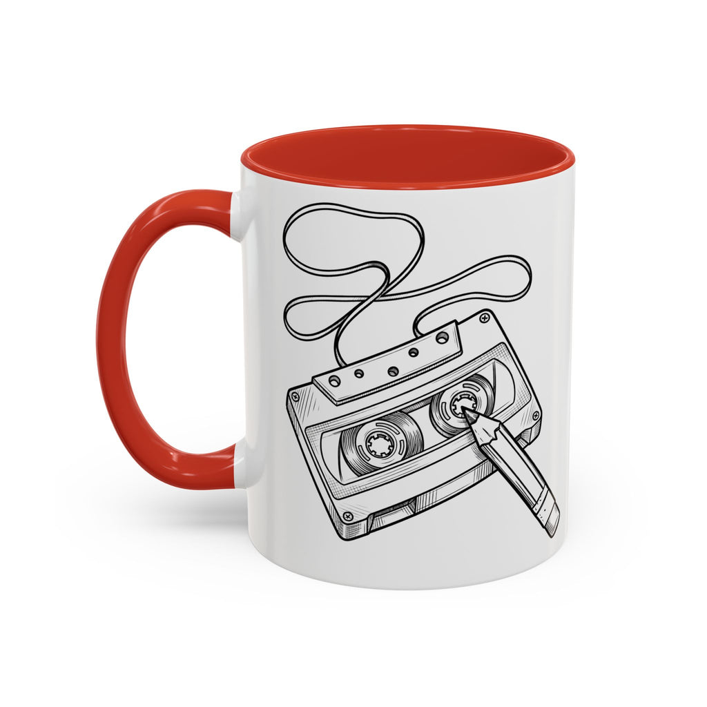 Retro Cassette Tape Coffee Mug (Accent Handle & Rim) — Vintage Music Lover Gift