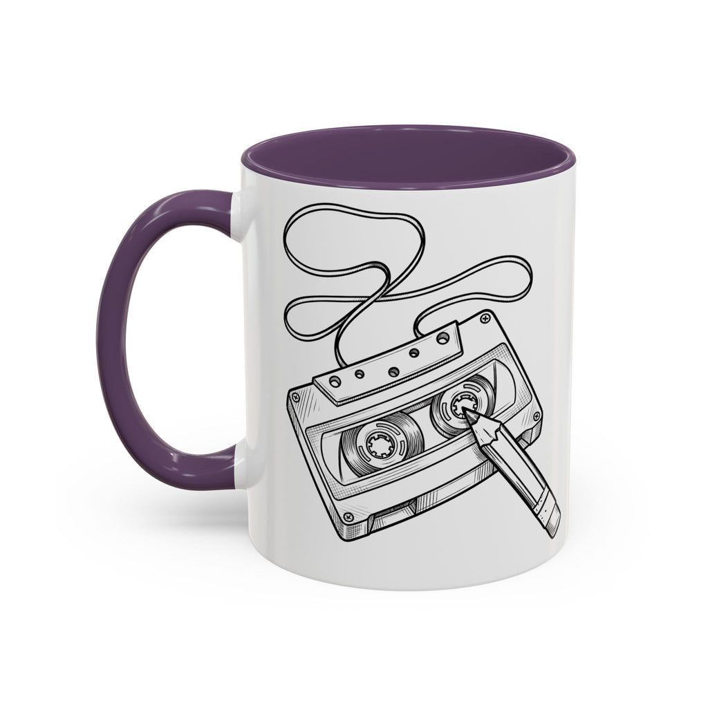 Retro Cassette Tape Coffee Mug (Accent Handle & Rim) — Vintage Music Lover Gift