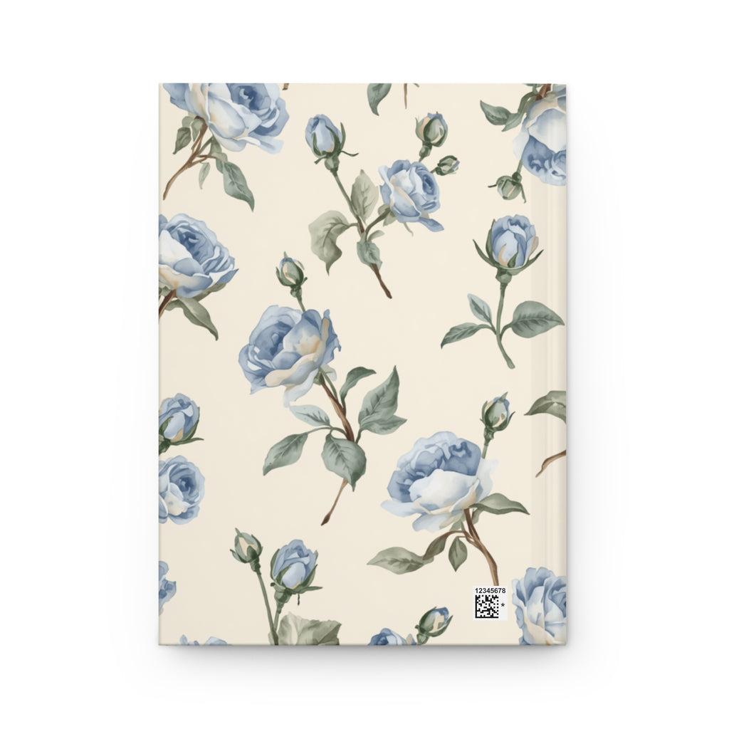 Floral Blue Roses Hardcover Journal — "Notes" Matte Notebook