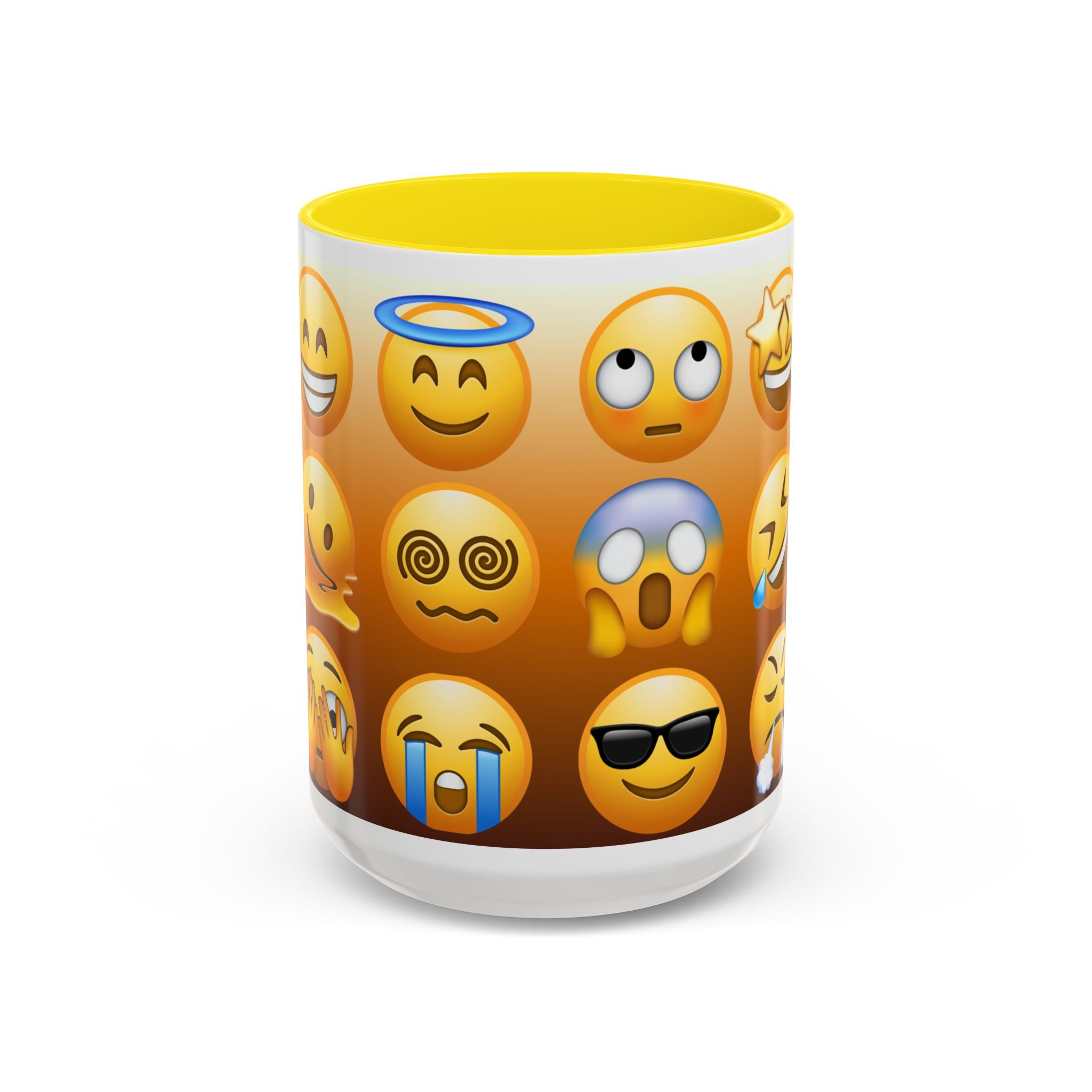Emoji Pattern Coffee Mug — Fun Expressive Faces Accent Mug (11/15oz)