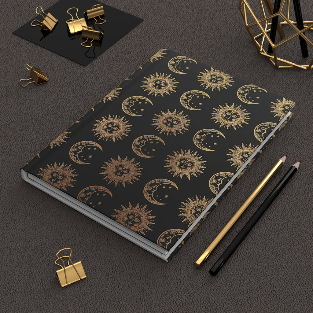 Celestial Sun & Moon Hardcover Journal — Gold Foil Astrology Notebook